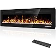 Eueiriup 72 inch Ultra Thin Electric Fireplace Inserts and Wall Mounted with Remote Control & Touch Screen 1500W Fireplace Heater with Timer