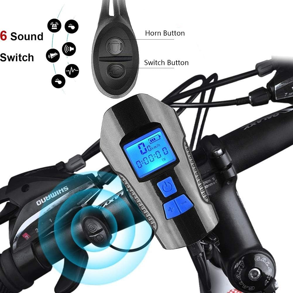Quan Bike Speedometer with LED Bicycle Light, USB Rechargeable Front Light and Rear Light Set IP65 Waterproof Cycle Headlight with Smart Code Table Fits All Mountain & Road Bike (Black) : Sports & Outdoors