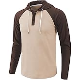 Dokotoo Men Men's Casual Sweatshirts Fall Hooded Long Sleeve Shirts Drawstring Color Block Pullover Hoodies