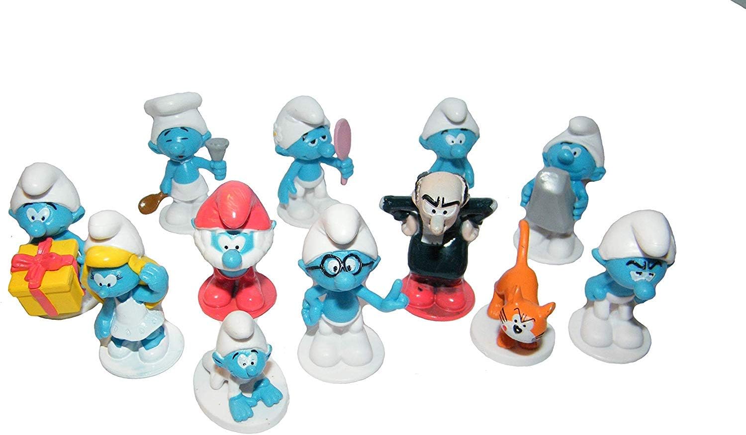 Deluxe Mini Figure Set Toy Playset of 12 with Baby Smurf, Brainy Smurf, Smurfette, Gargamel, Azrael and More!