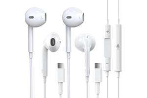 QISEMDUM 2 Packs-USB C Headphones for iPhone 15, Type C Earbuds Wired with Mic & Volume Control HiFi Stereo Earphones for Galaxy S23/S22/S21/S20/Ultra Note 10/20, for iPad Pro Pixel 7/6/6a/5/4 OnePlus 9 8