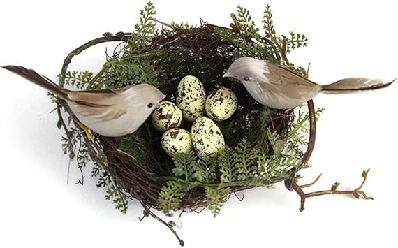 Nido De Pajaros Artificiales Con Diseno De Pajaros Y Huevo Amarillo Para Manualidades Decoracion Del Hogar O El Jardin De 13 Cm Amazon Es Bricolaje Y Herramientas