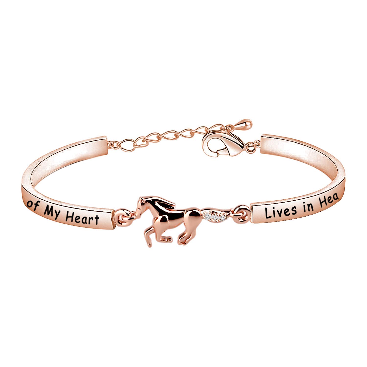 Zuo Bao Horse Memorial Jewelry Horse Lover Bracelet A Piece of My Heart Lives in Heaven Gift Loss of Horse Bracelet, 0, Metal