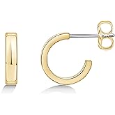 Limerencia Hypoallergenic G23 Pure Titanium Big Post Thin Square Edge Open Hoop | F136 Implant Grade Womens Dainty Hoop Earrings | Lightweight for Sensitive Ears