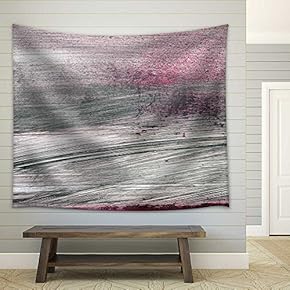 Stroke of a Brush with Black and Red Paint on a Metal Fence - Abstract Background-Close Up - Fabric Wall Tapestry Home Decor - 51x60 inches