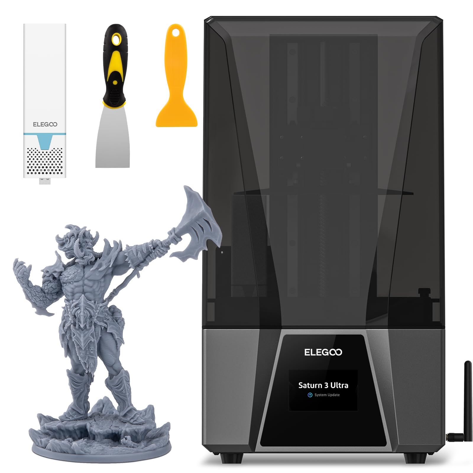 Photo 1 of ELEGOO Saturn 3 Ultra 12K MSLA 3D Printer with 10" Monochrome LCD COB Refractive Light Source ACF Release Film WiFi Transfer Printing Size 218.88mm*122.88mm*260mm
