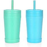 Homestockplus 10 Oz Wheat Straw Reusable Cups with Lids & Silicone Straws | Anti-slip Kids & Family Safe Drinking Cup for Milk, Juice, Smoothies,Dishwasher Microwave Safe -Easy Clean For Daily use