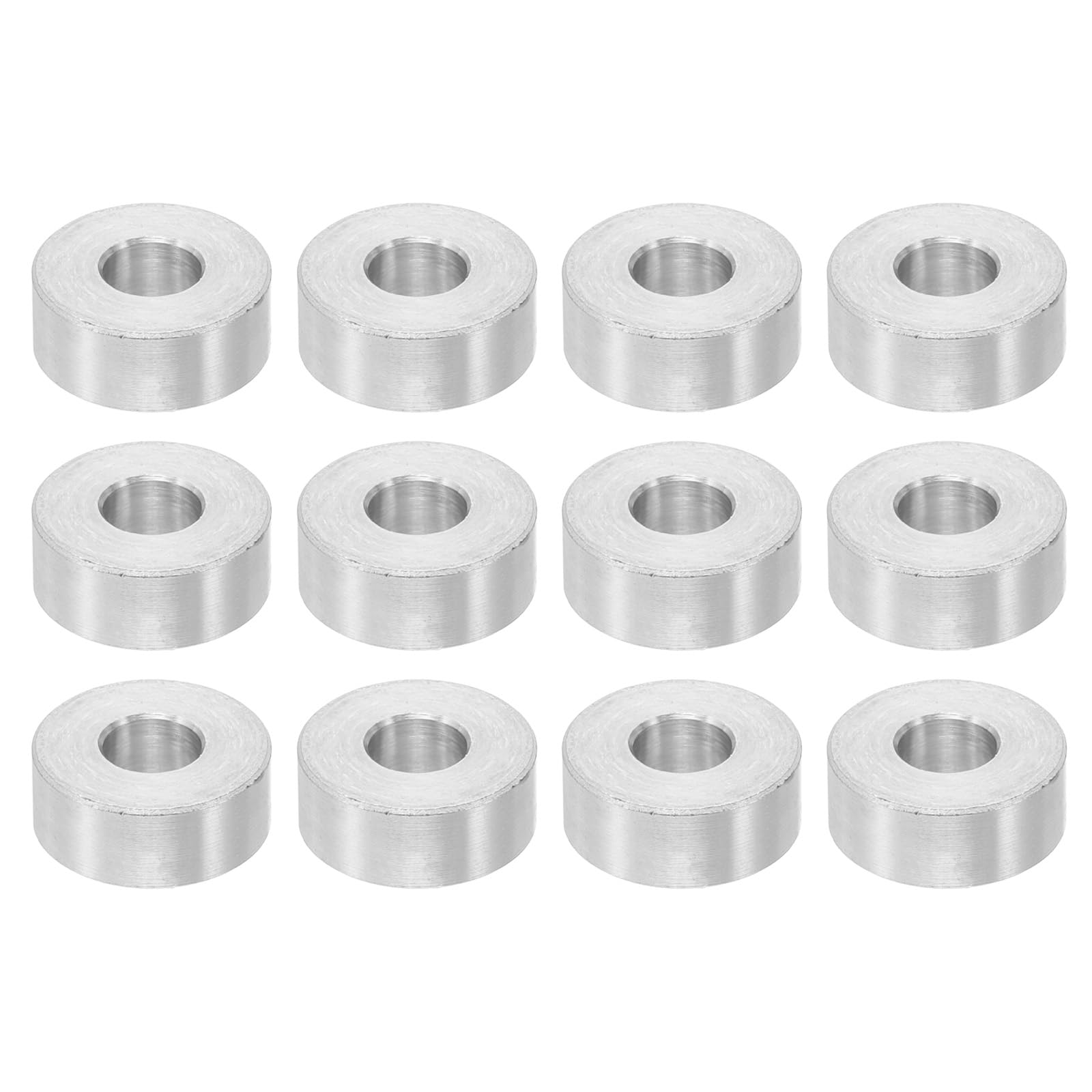 PATIKIL M6 Aluminum Spacers, 12 Pcs Metal Spacers Aluminum 6.2mm ID x 15mm OD x 6mm l Aluminum Spacer Screw Standoff Round for 1/4 or M6 Screw Bolts
