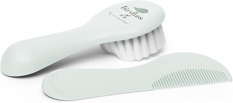 , Kit de Manicure para Bebé, +0M, Kit de Cuidados com Escova, Pente, Escova de Dentes, Tesoura, Lima e Corta-unhas. Bolsa de Higiene Impermeável com Fecho, Azul Suave