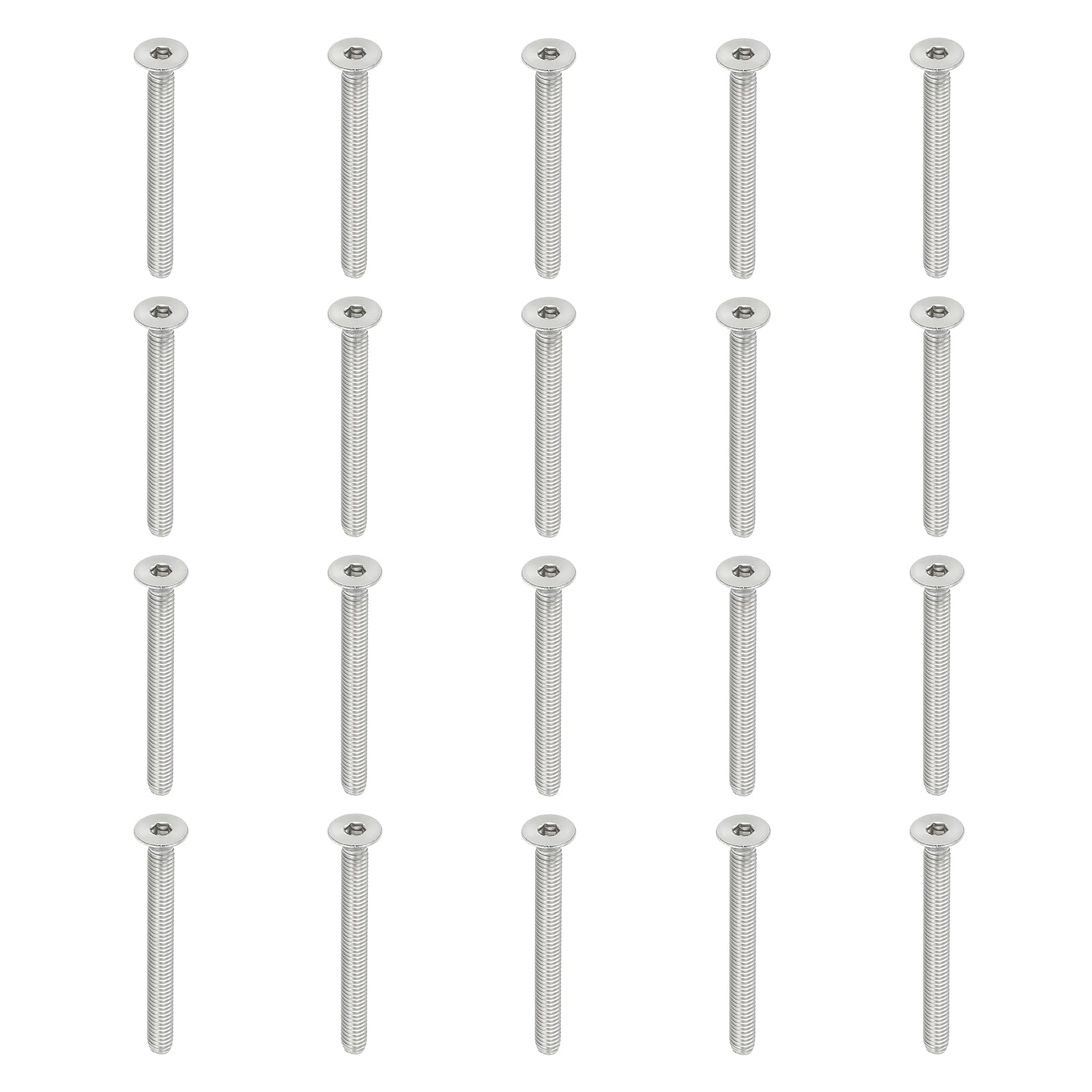 PATIKIL M4 x 40mm Flat Head Socket Cap Screws, 30 Pack 304 Stainless Steel 18-8 Machine Screws Flat Countersunk Bolts Hex Socket Drive Fasteners Grade 6.8 — image 1