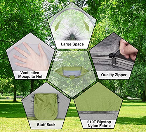 Decorlife-Portable-Camping-Hammock-with-Removable-Mosquito-Net-Sturdy-Nylon-Windproof-Travel-Hammock-for-Camping-Single-Double-Camp-Hammock-with-Heavy-Duty-Straps-and-Carabiners-Green