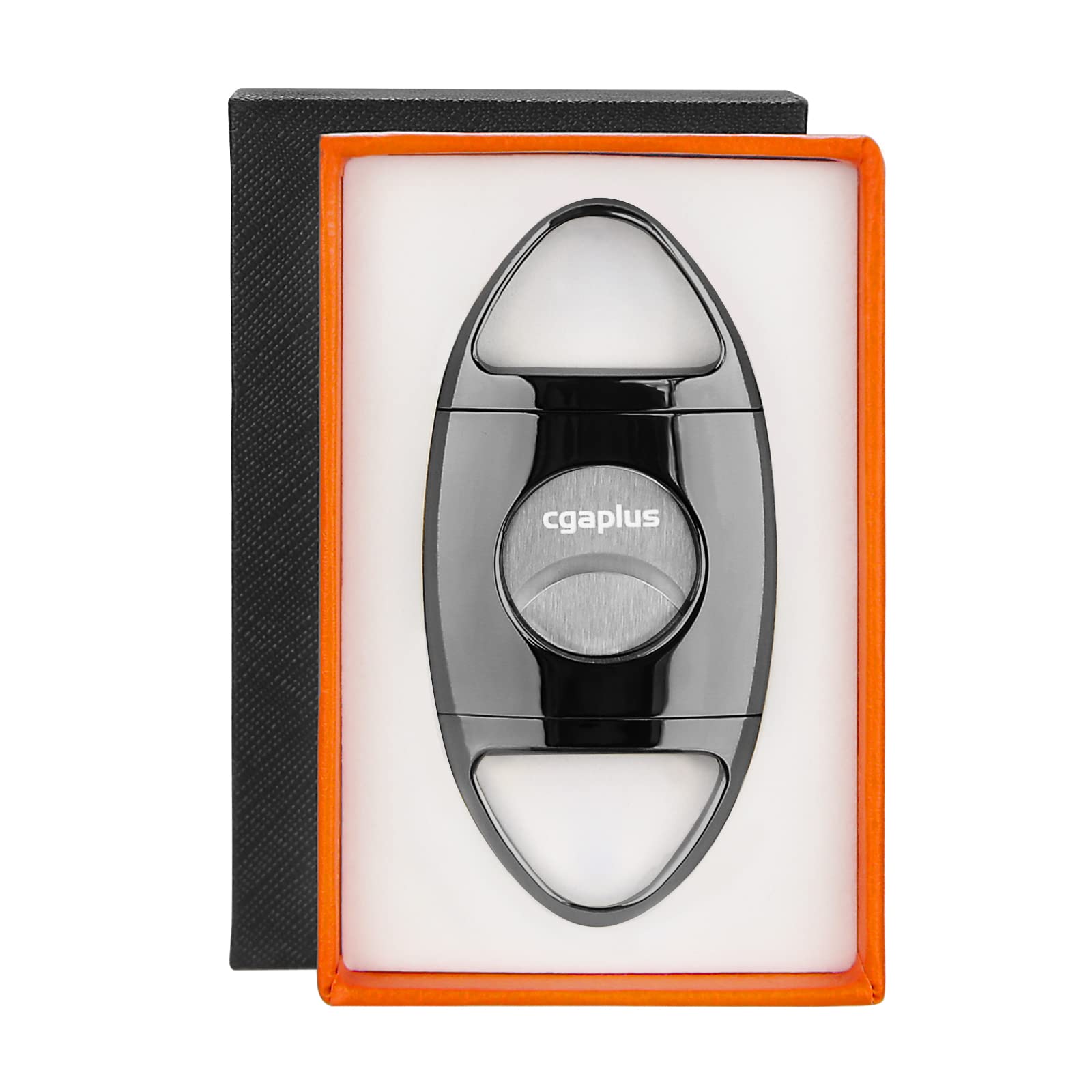 Cigar Cutter Stainless Steel Double Blade Guillotine with Leather Pouch Cigar Cutter for Precise Prefect Cut Grey