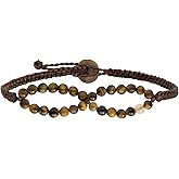 Infinityee888 Tiger Eye Anklet Bracelet bead woven Brown Wax 8 Infinity Endless Love Symbol Adjustable Ankle Bracelets for Men, Women, teen girl Handmade Vintage Hippie Bohemian Gypsy Boho Unisex