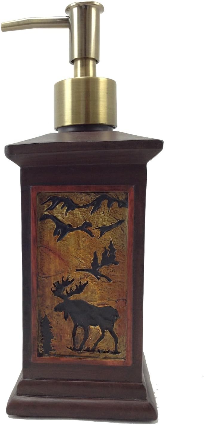 Elegant Square Soap Dispenser with Moose Design, 8-inch
