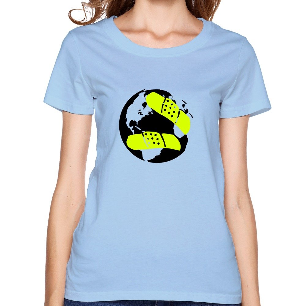 Patched Globe T Shirt Skyblue Tshirt By Stellanovelty