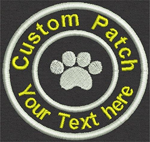Custom Embroidered Circle Patch Badge 3.5 - Pet Paw Print or Add Your Name, Text