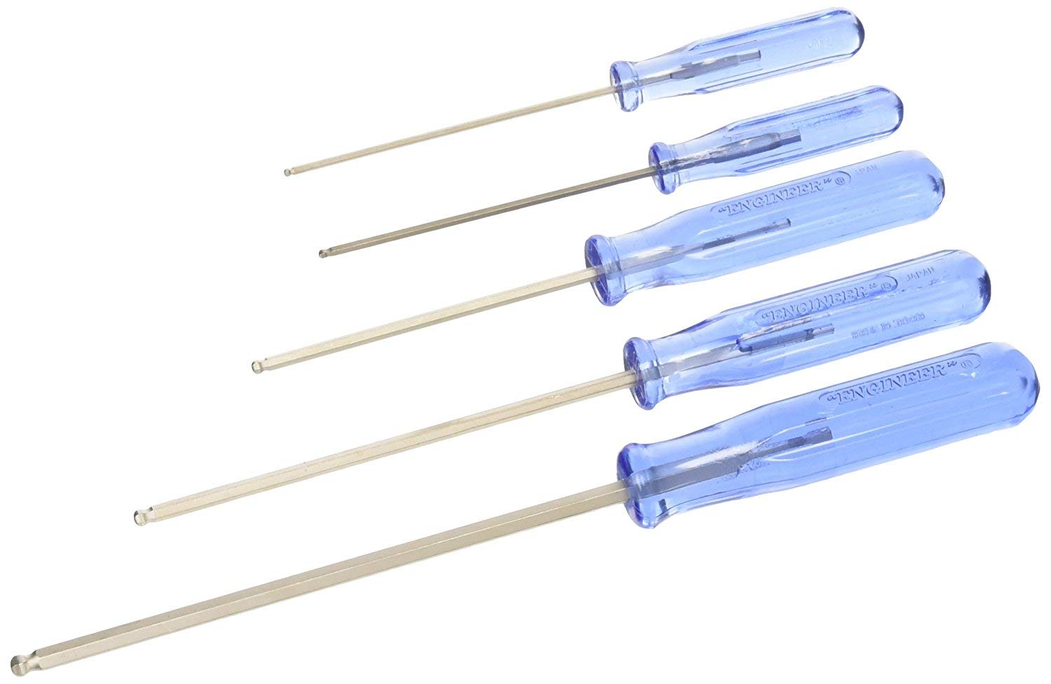 5 piece Metric hex Screwdriver Set (Ball tip) 1.5mm 2.0mm, 2.5mm, 3.0mm & 4.0mm (hex end Drivers). ENGINEER dk-03