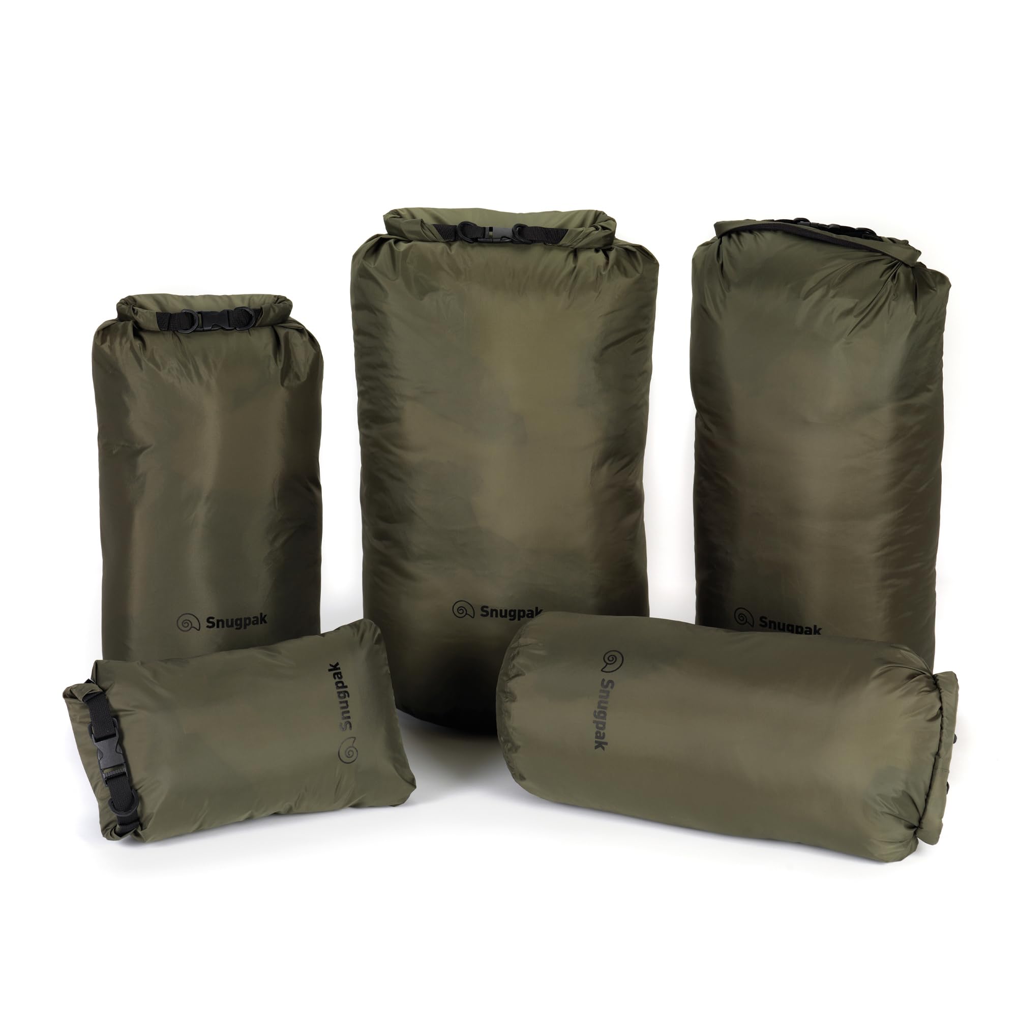 Snugpak Dri-Sak WGTE - 100% Waterproof Dry Bag with Roll-Down Closure, Non-Freeze Buckles - Dry Sack for Adventures, Hiking, Camping, Kayaking - Protects from Water, Dust, Sand - Olive - 8L
