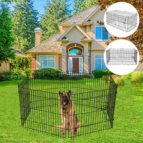 Pet Playpen, Dog Puppy Cat Fence, Foldable Square Tube Metal Wire Yard Fence, Small/Medium/Large Animal Cage Indoor Portable Isolation Protection Door - 24 inch 6 Sheet Metal Mesh, 60x60cm Black