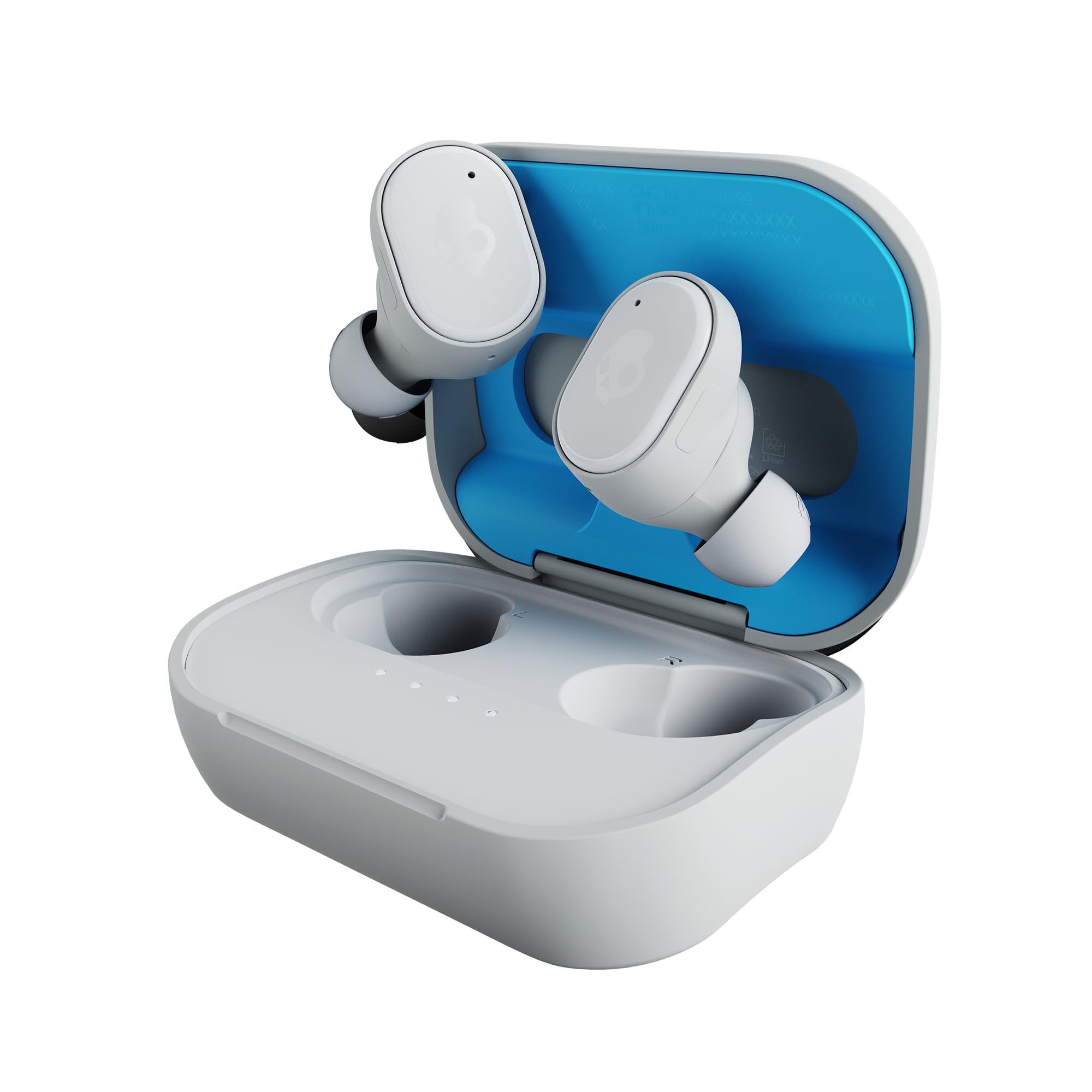 Photo 1 of Skullcandy Grind Wireless Earbuds, Bluetooth Headphones, Up to 40 Hours Battery, Noise Isolating Fit, Microphone for iPhone Android, Customizable via Skull-iQ App - Light Grey/Blue