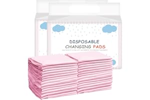 SUNDEE Baby Disposable Changing Pad, 50 Pack Soft Non-Woven Fabric Breathable Waterproof Underpads, Portable Leak-Proof Mattress Protector, Incontinence Bed Pads （Big Pink）