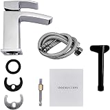 Funime Bathroom Sink Mixer Tap with Waterfall Spout Chrome Brass 1 Hole view 6