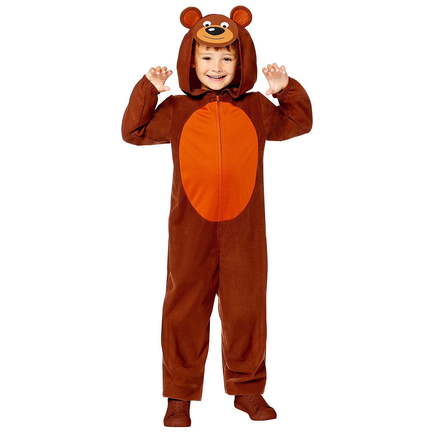 Amscan 9908809 - Kids Brown Bear Hooded Onesie World Book Day Fancy Dress Costume Age: 8-10 Yrs