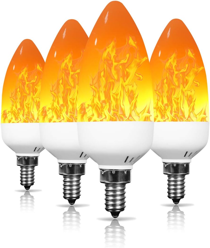 E12 Flame Light Bulbs Kakanuo Flickering Candelabra Bulbs 3W 1500K Warm