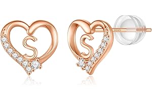 CIVOKINA Earrings for Girls Kids, 925 Sterling Silver Post Hypoallergenic Girls Earrings CZ Letter Earrings for Girls Teen Girls Initial Earrings for Girls Teen Girls Kids Toddler Christmas Gifts