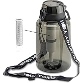 LynsaTac 40 OZ Water Filter Bottle with 3-Stage Filtration - Ideal for Survival, Camping, Hiking, Backpacking, and Emergency - Portable&Reusable Filtered Water Bottle with Strap - Black