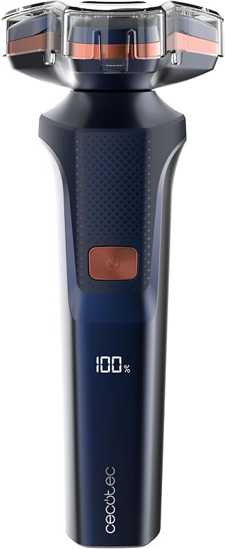 Rasoio rotante PrecisionCare Aluminium. Lame per capelli lunghi e corti, display LED intelligente, 2 velocità, 8500 giri/min, autonomia 2 ore, testa magnetica e rivestimento in titanio