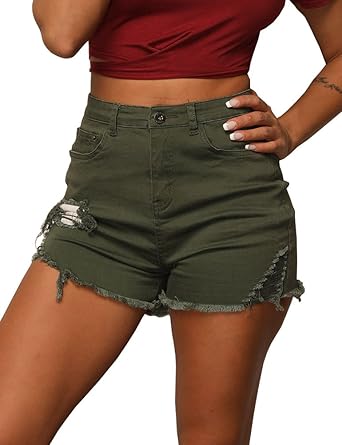 green ripped shorts