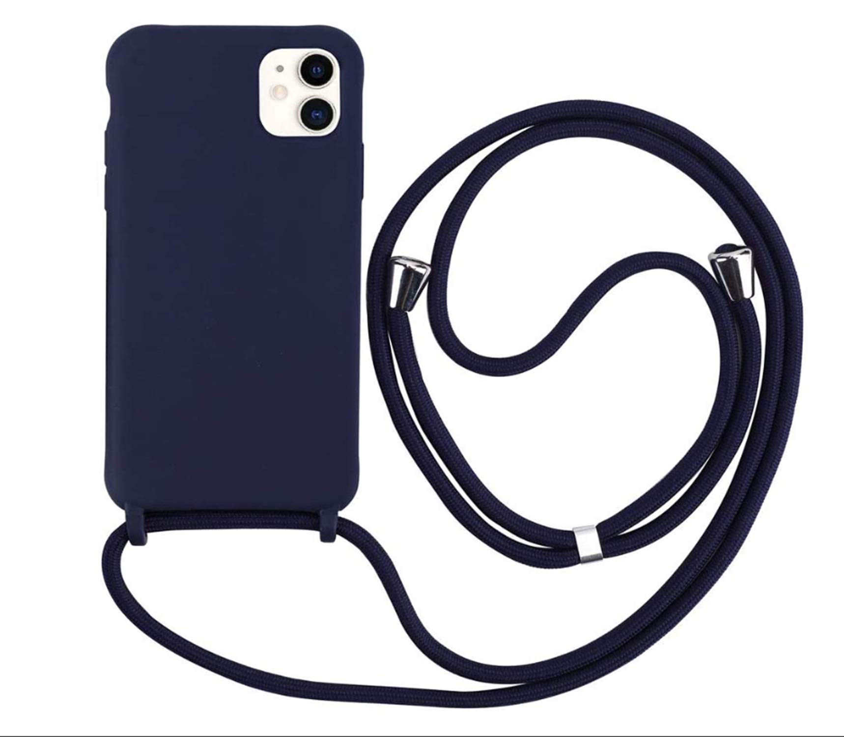MEVIS Case Compatible with iPhone 11 Pro Case, TPU Silicone Phone Case with Lanyard - Navy Blue
