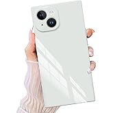 PSIOXY Compatible with iPhone 15 Case Rectangle for Women Men, Soft TPU Shockproof Full Lens Protection, Works with Magnetic Wireless Charging Cover Phone Case for iPhone 15 White