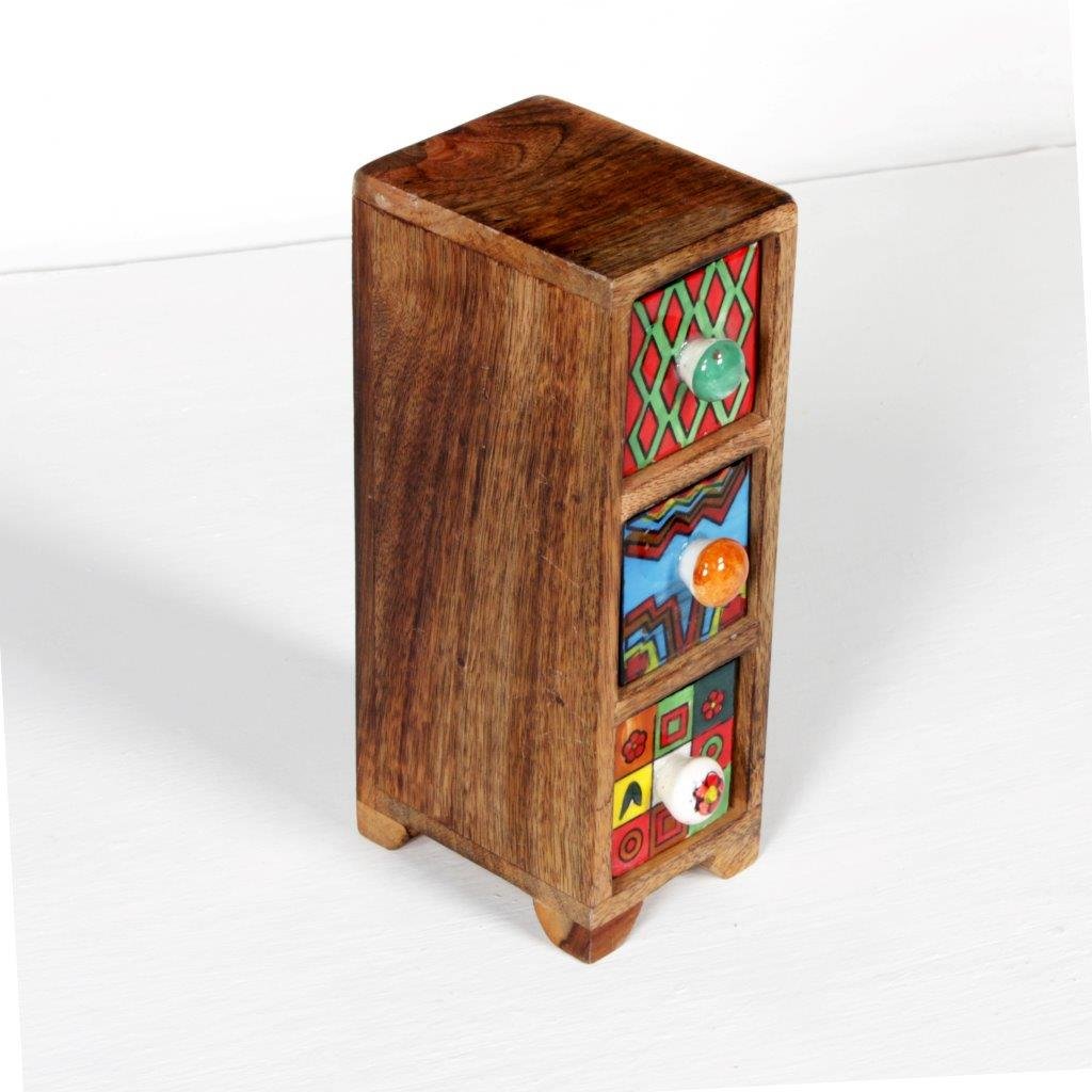 Buy Universal Art 3 Drawer Wooden Chest With Ceramic Drawers
