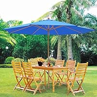 Sale Oversized 13 Feet Market Patio Umbrella Outdoor Furniture Blue 106Æ Ht German Beech Wood Pole 8 Ribs Frame W Pulley Rope Waterproof Uv Protection For Beach Pool Canopy Sun Block