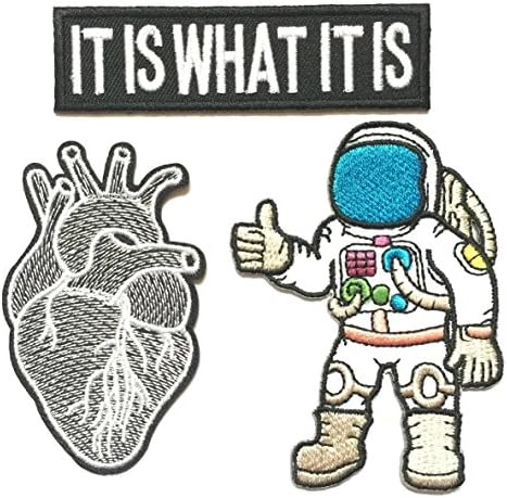 Super save pack set patch of Iron on Patches #10, Heart iron on Patch, Astronaut Patch, It is what it is Patch Embroidered patches / Cool Patches for Jeans,Prime Patches by BossBee