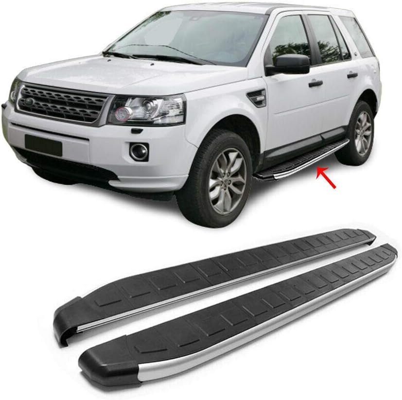 OMAC USA Side Step Rails Running Boards 2 Pcs. Alu Nerf Bars for Land Rover LR 2 Freelander 2008-2014