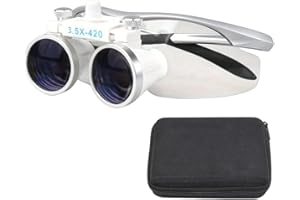 VOCADOK Dental Surgical Loupe Binocular Magnifier Magnification 3.5 X Working Distance 280-380mm Burgundy Sport Frame(White Silver Version)