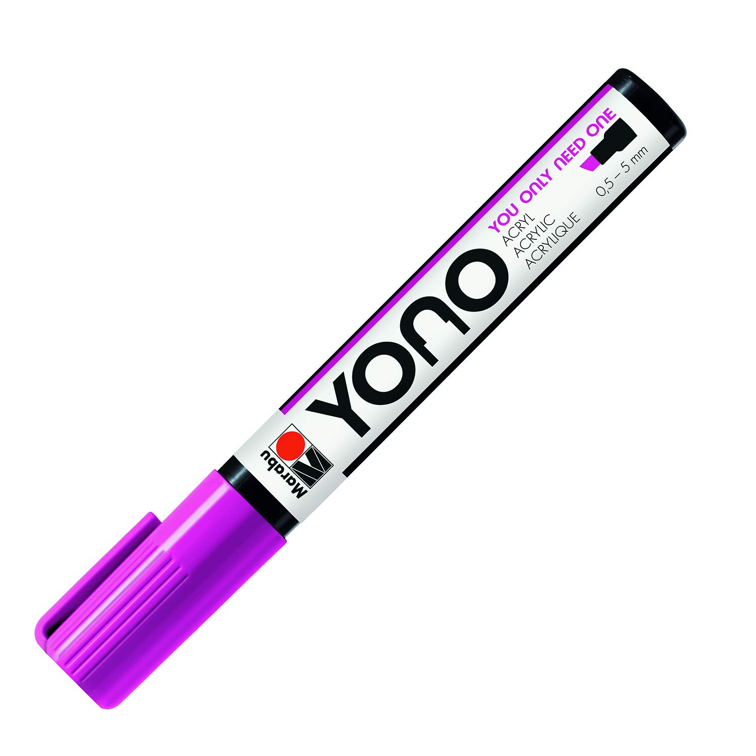 Marabu 12400102014 12400102014-YONO Marker, Magenta 014, versatile acrylic pen with Japanese chisel tip, water-based, non-fading and waterproof, suitable for almost all surfaces, 0.5-5 mm