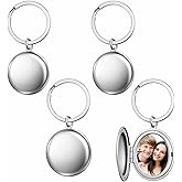 Liliaafar 4 Pcs Silver Heart Locket Keychains Stainless Steel Round Locket Key Chain That Hold Pictures for Valentines Gifts