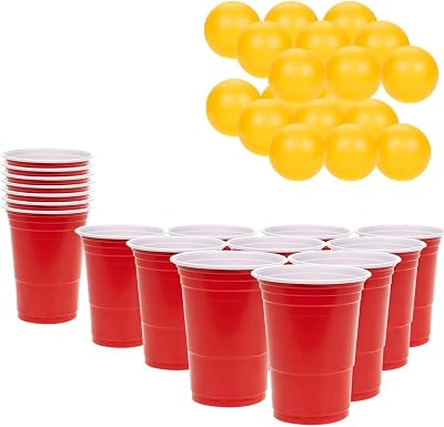 KEPLIN Cup and Ball Set 36 Pcs Beer Pong Cups & 36 Balls Party Games