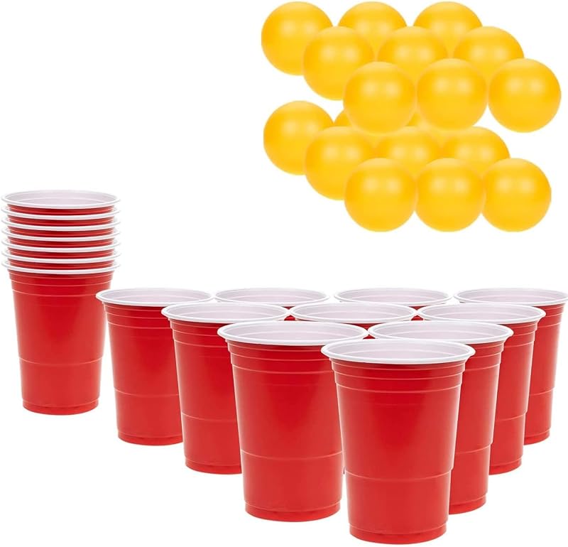 KEPLIN Cup and Ball Set 36 Pcs Beer Pong Cups & 36 Balls Party Games