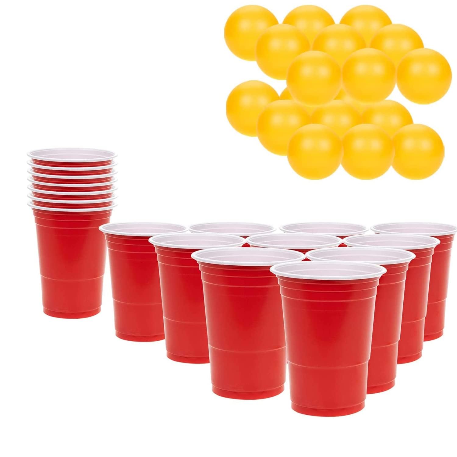 KEPLIN Cup and Ball Set of 36, Drinking Games for Adults- Reusable Plastic Cups Balls Set, Ping Pong Balls Party Games, Portable Tabletop Kit for Parties, Birthday Gathering For Indoor and Outdoor