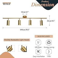 BOKT Modern Gold 4-Lights LED Track Lighting Kit