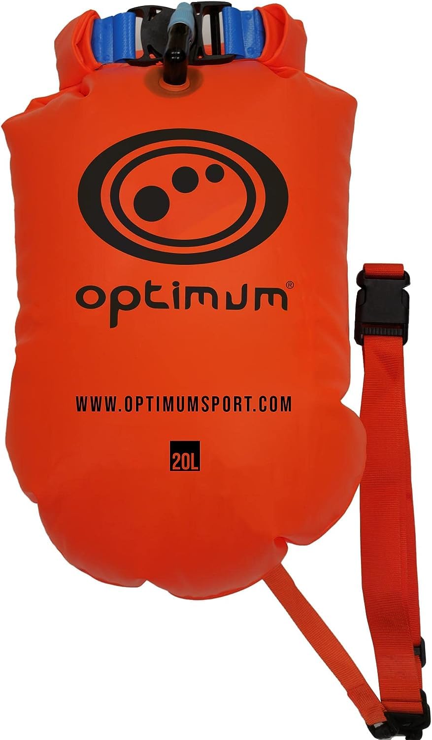 Optimum 20L Heavy Duty Waterproof Dry Bag & Swim Buoy - Adjustable Straps, Inflatable & Packable - Ideal for Swimming, Kayaking, Beach & Water Sports