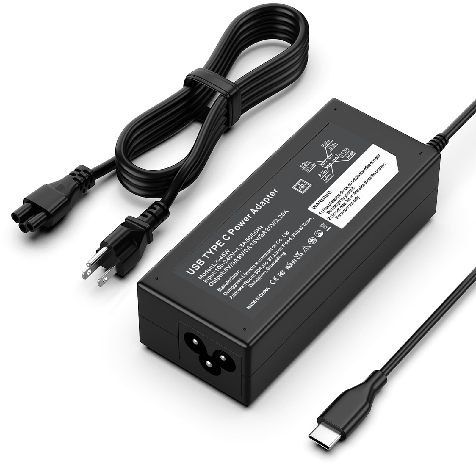 Photo 1 of Nivjuky 45W USB C Universal Laptop Charger Compatible with HP Chromebook X360 14-ca051wm 14-ca052wm 14-ca091wm 14-ca0061dx Type C Power Supply Adapter Cord