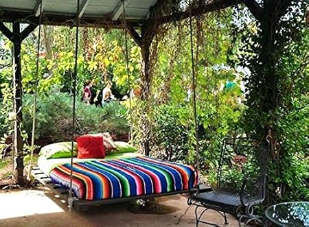 AD Planet Indoor Wooden Hanging Swing Bed for Home