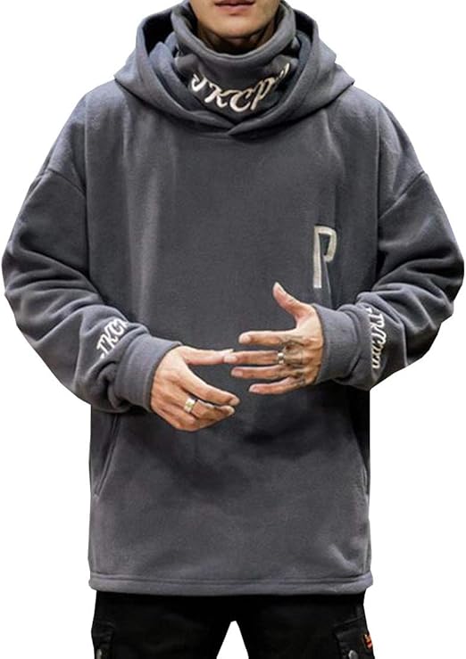 Amazon Duwei ドゥウェイ パーカー メンズ ハイネック ビッグ プルオーバー フード付き ゆったり 裏起毛 カラー 厚手 プルオーバー ジャケット スポーツ ファッション スウェット カットソー 秋 冬 トレーナー パーカー 通販