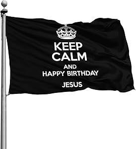 VinMea Keep Calm and Happy Birthday Jesus 3x5 Ft Flag - Outdoor Flag House Banner - Premium Flag with Brass Grommets